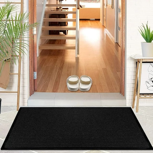 Non-Slip Unique Double Rib Ridged Designed Rubber Backing Door Mat